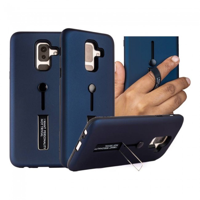 Margoun I Want Personality Not Trivial Strap Case Cover with Kickstand for Samsung Galaxy A6 Plus – Black , Dark Blue , Red , Gold