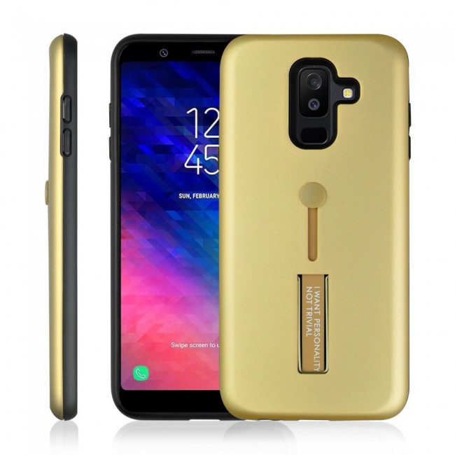 Margoun I Want Personality Not Trivial Strap Case Cover with Kickstand for Samsung Galaxy A6 Plus – Black , Dark Blue , Red , Gold