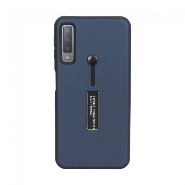 Margoun I Want Personality Not Trivial Strap Case Cover with Kickstand for Samsung Galaxy A7 2018 – Black , Dark Blue , Red , Gold