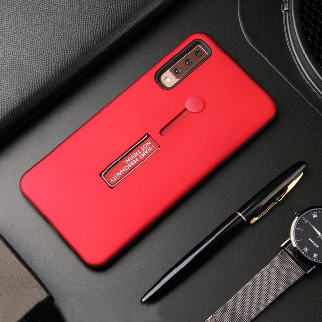 Margoun I Want Personality Not Trivial Strap Case Cover with Kickstand for Samsung Galaxy A7 2018 – Black , Dark Blue , Red , Gold