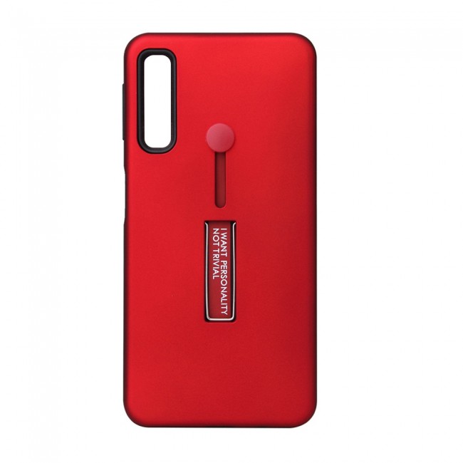 Margoun I Want Personality Not Trivial Strap Case Cover with Kickstand for Samsung Galaxy A7 2018 – Black , Dark Blue , Red , Gold