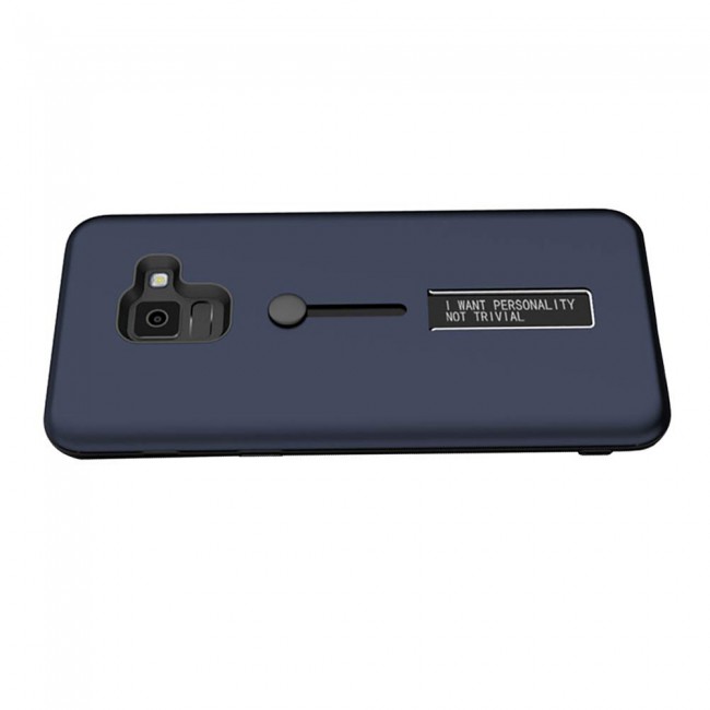 Margoun I Want Personality Not Trivial Strap Case Cover with Kickstand for Samsung Galaxy A8 Plus – Black , Dark Blue , Red , Gold