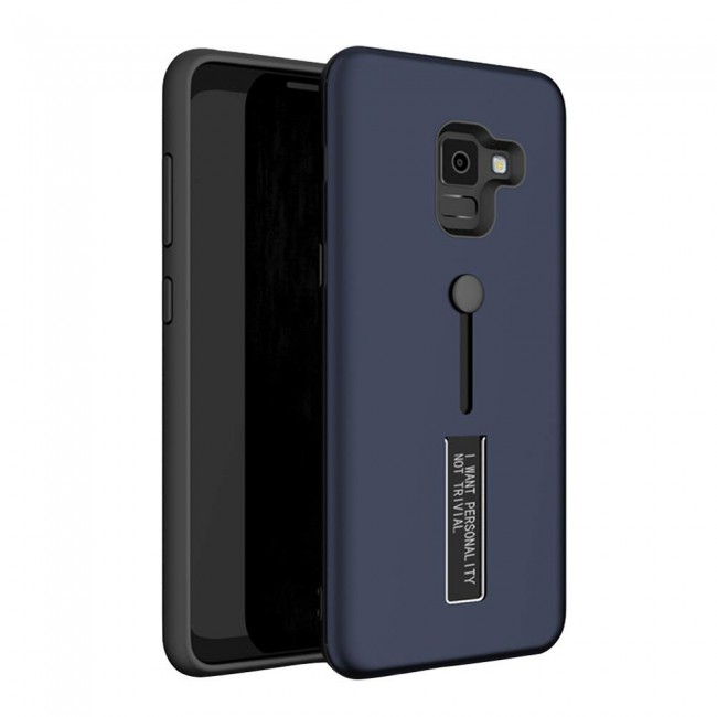Margoun I Want Personality Not Trivial Strap Case Cover with Kickstand for Samsung Galaxy A8 Plus – Black , Dark Blue , Red , Gold