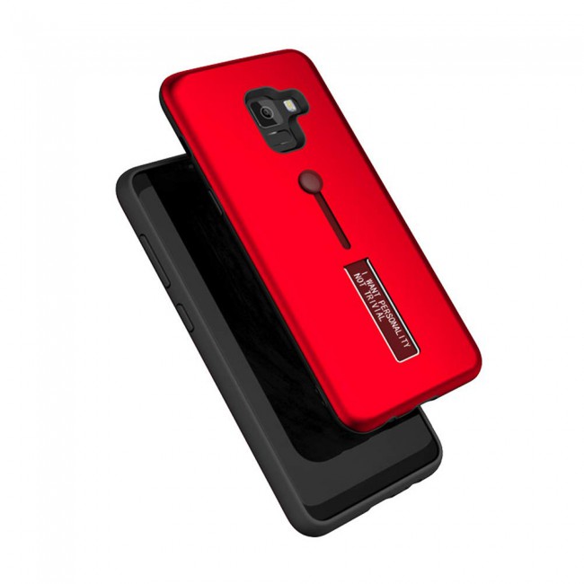 Margoun I Want Personality Not Trivial Strap Case Cover with Kickstand for Samsung Galaxy A8 Plus – Black , Dark Blue , Red , Gold