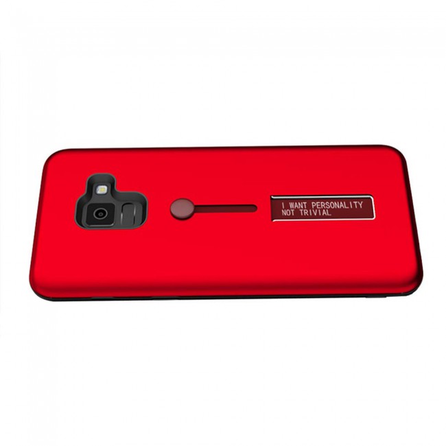 Margoun I Want Personality Not Trivial Strap Case Cover with Kickstand for Samsung Galaxy A8 Plus – Black , Dark Blue , Red , Gold