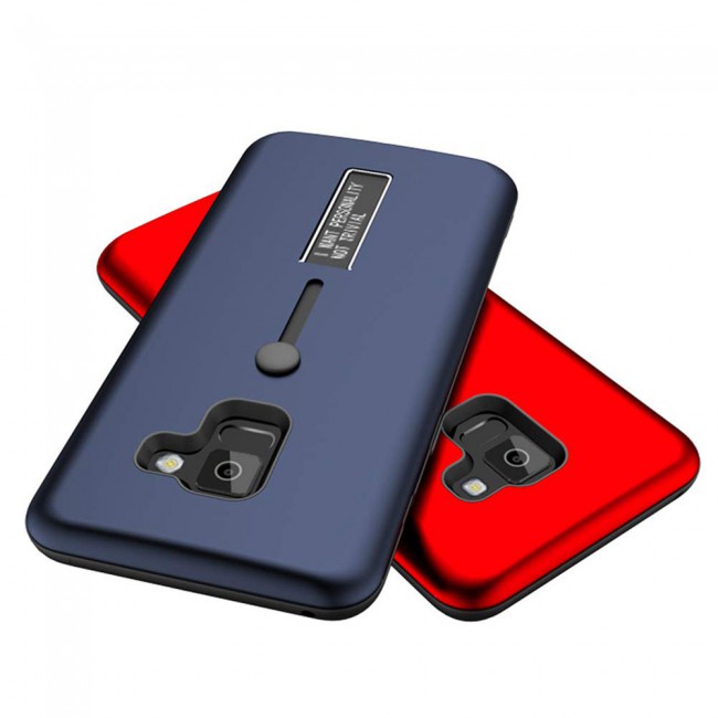 Margoun I Want Personality Not Trivial Strap Case Cover with Kickstand for Samsung Galaxy A8 – Black , Dark Blue , Red , Gold