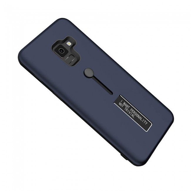 Margoun I Want Personality Not Trivial Strap Case Cover with Kickstand for Samsung Galaxy A8 – Black , Dark Blue , Red , Gold