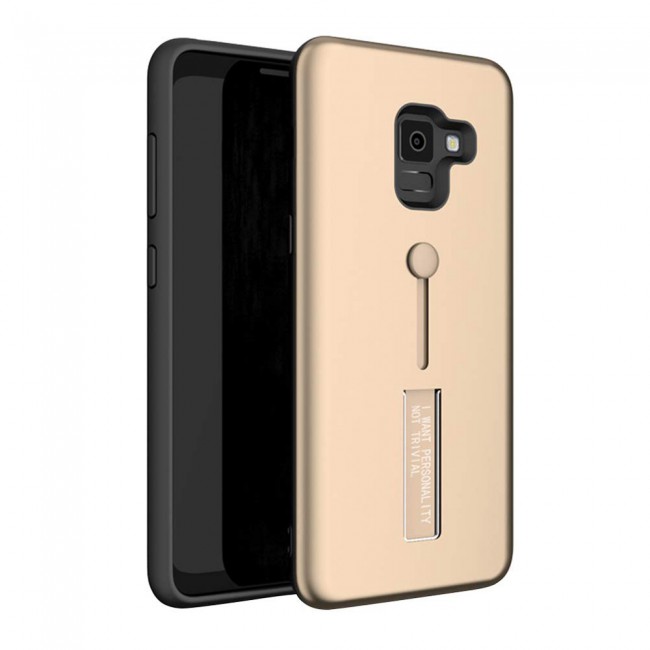 Margoun I Want Personality Not Trivial Strap Case Cover with Kickstand for Samsung Galaxy A8 – Black , Dark Blue , Red , Gold