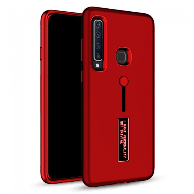 Margoun I Want Personality Not Trivial Strap Case Cover with Kickstand for Samsung Galaxy A9 2018 – Black , Red , Gold