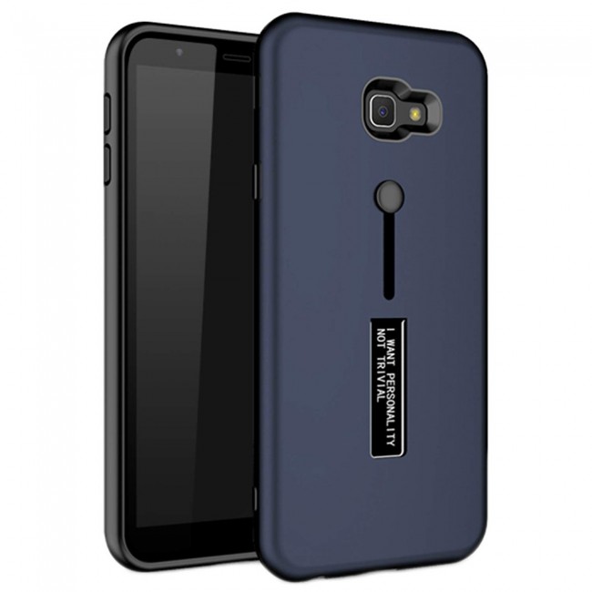Margoun I Want Personality Not Trivial Strap Case Cover with Kickstand for Samsung Galaxy J4 Plus – Black , Dark Blue , Red , Gold