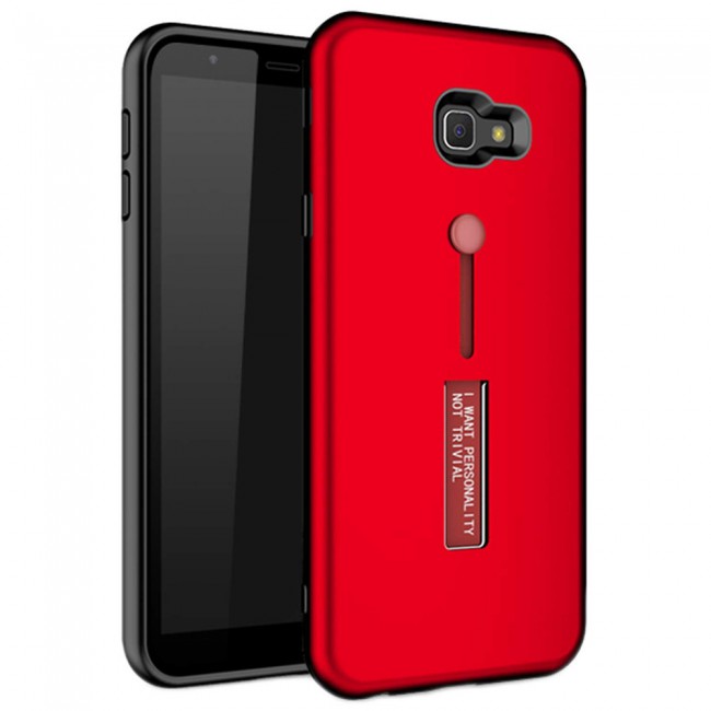 Margoun I Want Personality Not Trivial Strap Case Cover with Kickstand for Samsung Galaxy J4 Plus – Black , Dark Blue , Red , Gold