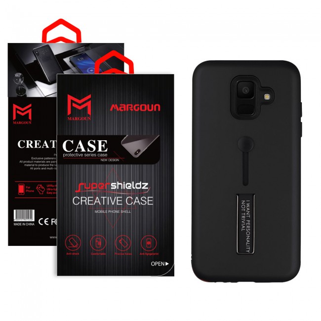 Margoun I Want Personality Not Trivial Strap Case Cover with Kickstand for Samsung Galaxy J6 – Black , Dark Blue , Red , Gold
