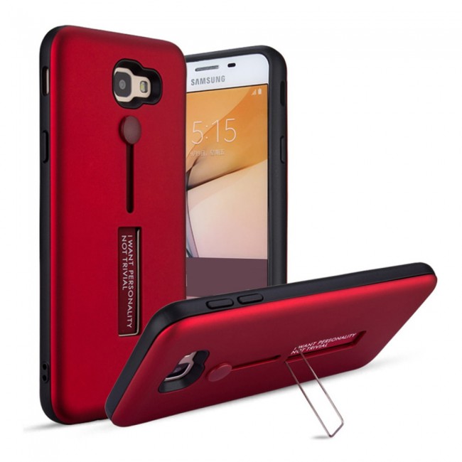 Margoun I Want Personality Not Trivial Strap Case Cover with Kickstand for Samsung Galaxy J7 Prime – Black , Dark Blue , Red , Gold
