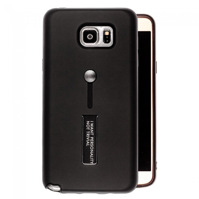 Margoun I Want Personality Not Trivial Strap Case Cover with Kickstand for Samsung Galaxy Note 5 – Black , Dark Blue , Red , Gold