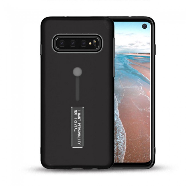Margoun I Want Personality Not Trivial Strap Case Cover with Kickstand for Samsung Galaxy S10 – Black , Dark Blue , Red , Gold