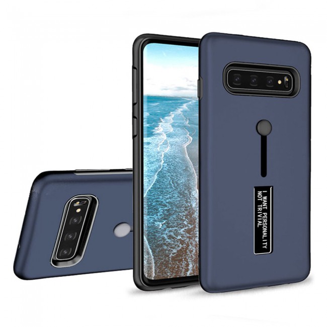 Margoun I Want Personality Not Trivial Strap Case Cover with Kickstand for Samsung Galaxy S10 – Black , Dark Blue , Red , Gold