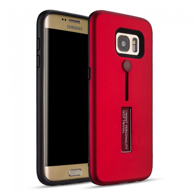 Margoun I Want Personality Not Trivial Strap Case Cover with Kickstand for Samsung Galaxy S7 Edge – Black , Dark Blue , Red , Gold