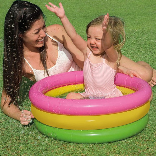 Margoun Inflatable Kids Pool Bath Tub 110cm with Foot Pump Inflator