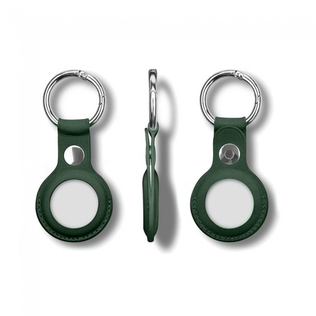 Margoun Leather Cover with Key Ring for Apple AirTag - Dark Green