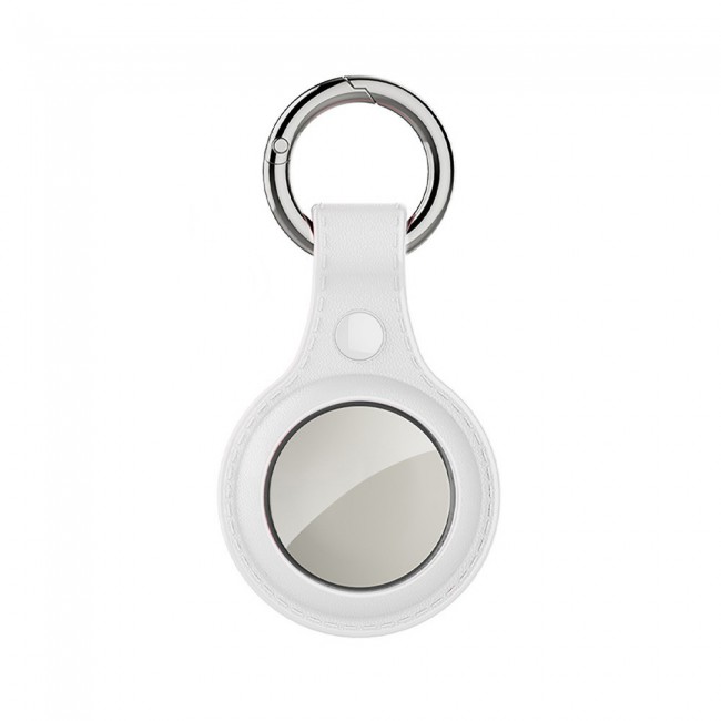 Margoun Leather Cover with Key Ring for Apple AirTag - White