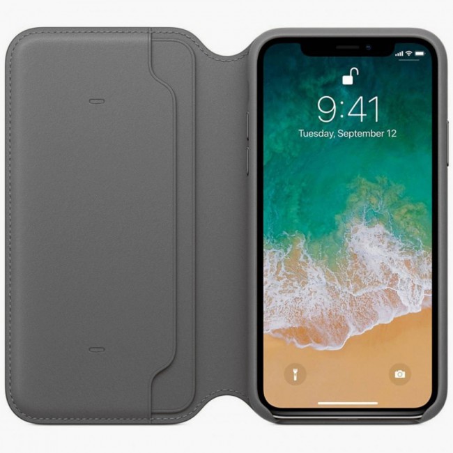 Margoun PU Leather Folio Case with Credit Card Slot  for Apple iphone X – Grey , Red , Pink