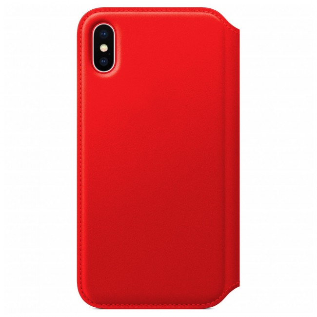 Margoun PU Leather Folio Case with Credit Card Slot  for Apple iphone X – Grey , Red , Pink