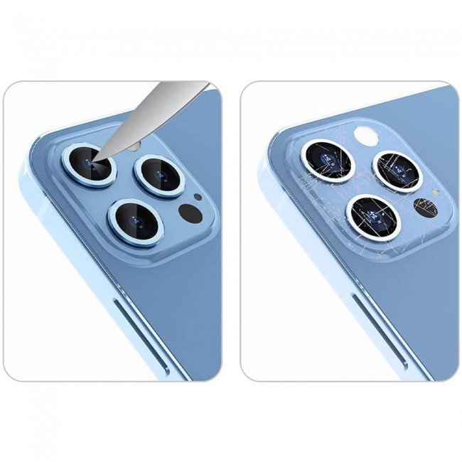 Margoun 3PCS Lens Protector Tempered Glass for iPhone 13 Pro iPhone 13 Pro Max – Blue