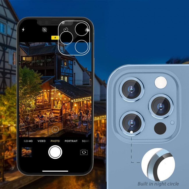 Margoun 3PCS Lens Protector Tempered Glass for iPhone 13 Pro iPhone 13 Pro Max – Blue