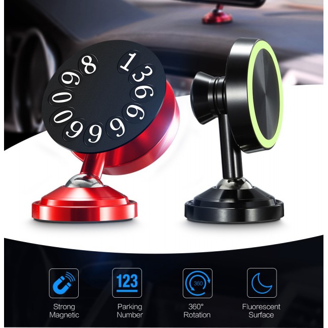 Margoun Magnetic Car Mount Phone Holder with Parking Number Display in ( Black , Red )