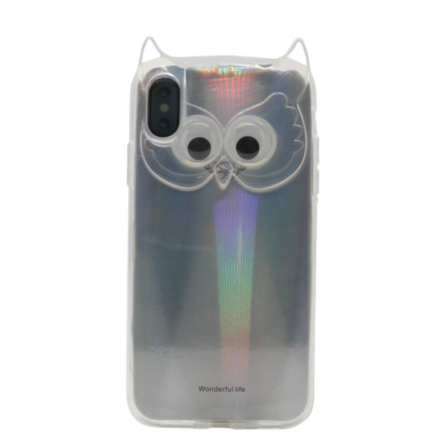 Margoun Owl Series for Apple iPhone X (5.8 inch) Tempered Back Cover Cute Cartoon Case with Strap 