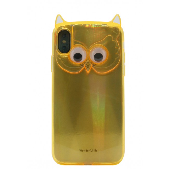Margoun Owl Series for Apple iPhone X (5.8 inch) Tempered Back Cover Cute Cartoon Case with Strap 