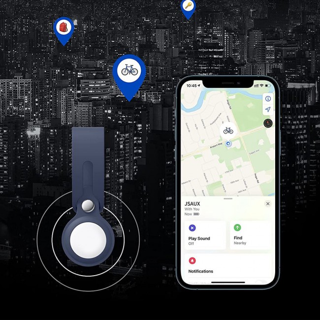 Margoun Silicone AirTag Loop for Apple AirTag – Navy Blue