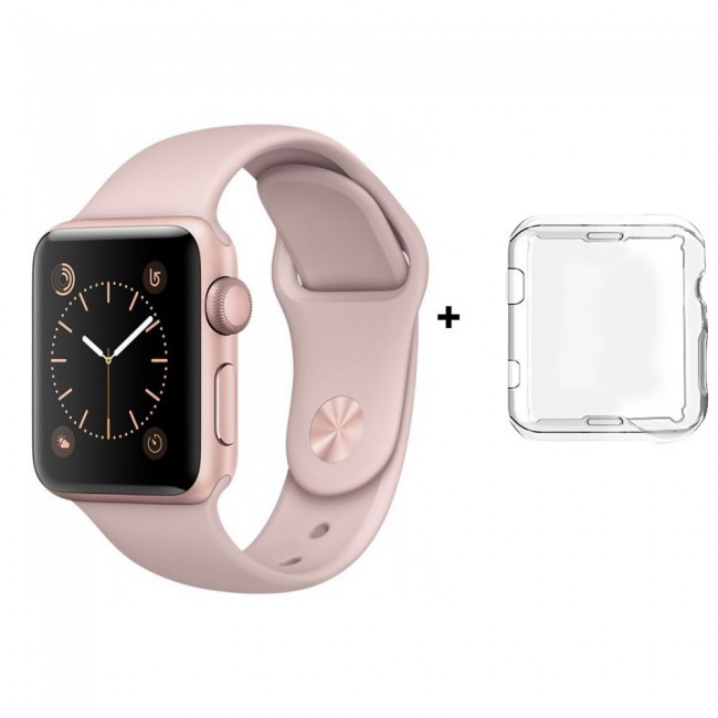Margoun Silicone Apple Watch Band with Protective TPU Case in 15 Colors - 38/40/42/44mm