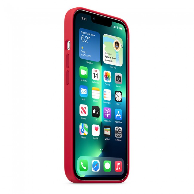 Margoun Silicone Case Cover for Apple iPhone 13 Pro - Red