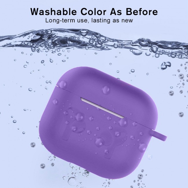 Silicone Case Cover for Airpods 3 with Keychain – Purple