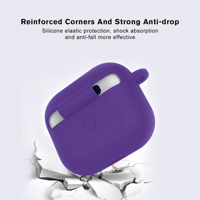 Silicone Case Cover for Airpods 3 with Keychain – Purple