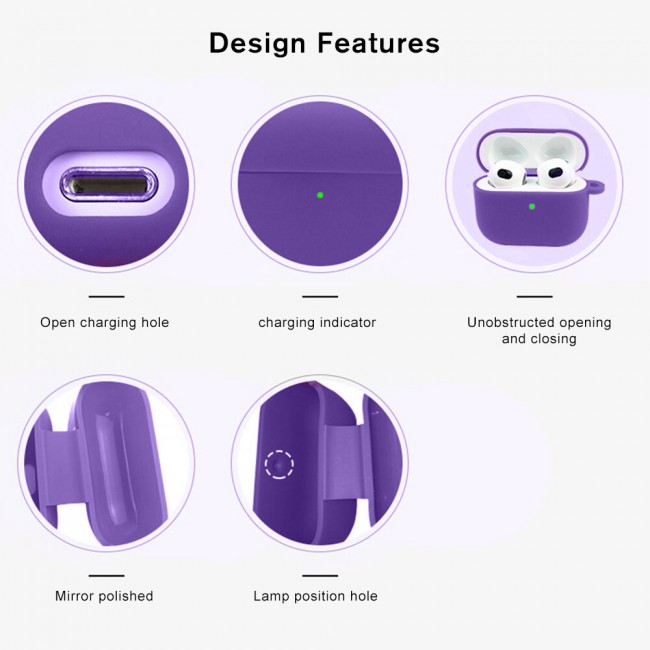 Silicone Case Cover for Airpods 3 with Keychain – Purple