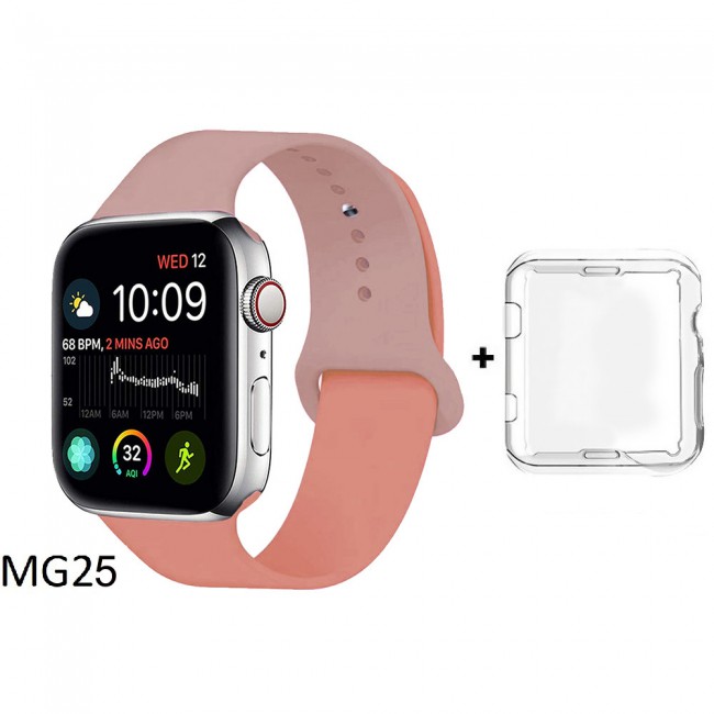Margoun Soft Silicone 2-Color Apple Watch Band, Bracelet Wrist Belt Watchband for iWatch Series 1/2/3/4 with a protective TPU Case in 9 Color Codes – 42/44mm