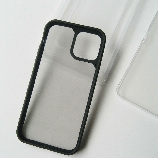 Margoun TPU PC Case Cover Carbon Fiber Design for iPhone 13 Pro Max - Black Border