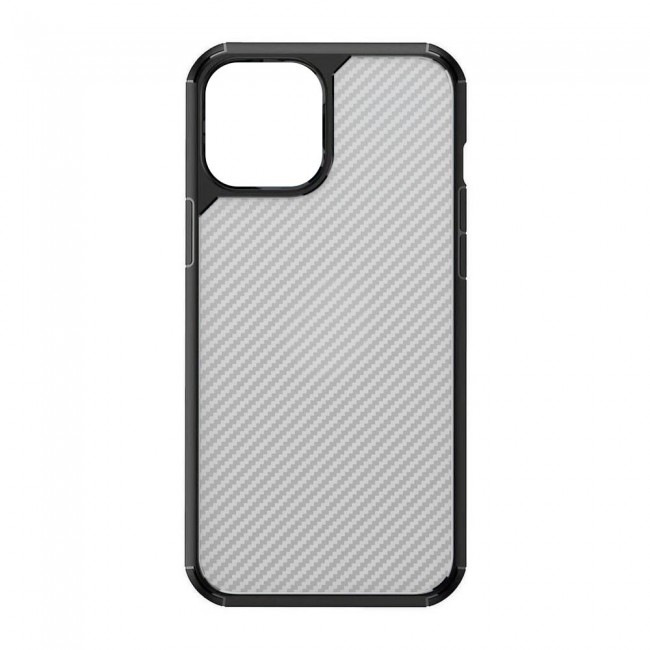 Margoun TPU PC Case Cover Carbon Fiber Design for iPhone 13 Pro Max - Black Border