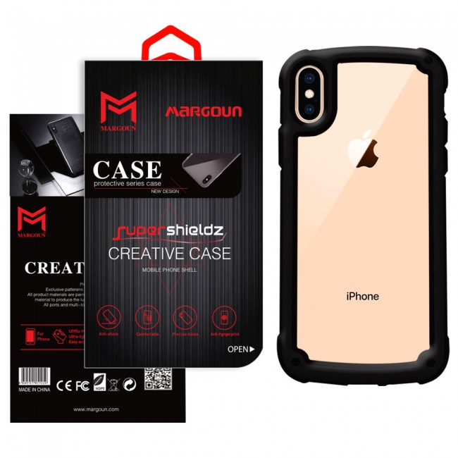 Margoun Transparent Shock-Proof Hard Case for Apple iphone XS Max – Black / White / Blue / Red Edge
