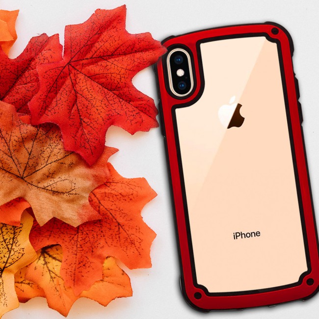 Margoun Transparent Shock-Proof Hard Case for Apple iphone XS Max – Black / White / Blue / Red Edge
