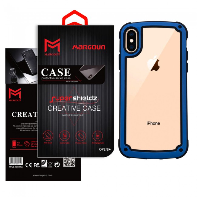 Margoun Transparent Shock-Proof Hard Case for Apple iphone XS – Black / White / Blue / Red Edge