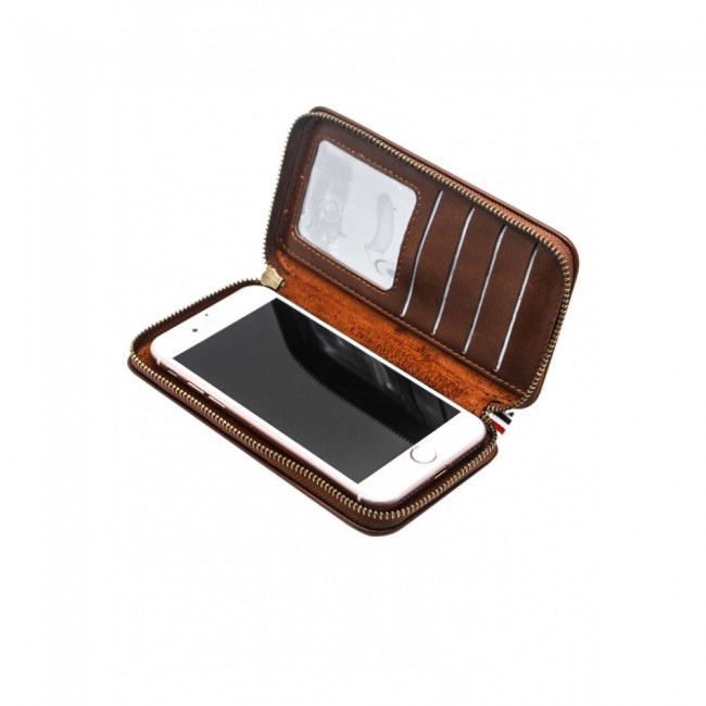 Margoun Universal PU leather Zipper Wallet Case for 4.7inches Mobile Phones with Card Slot and Cash Compartment – Black , Dark Brown , Light Brown , Maroon