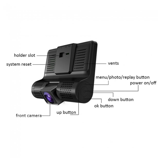 WDR Full HD 1080P Car DVR Camera - Black