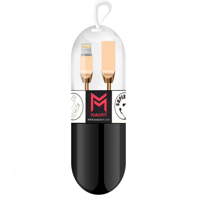 Margoun Tangle-Free Zinc Alloy Lightning Cable for Apple iPhone X , XS , XR , XS Max in ( Rose Gold / Gold / Black / Silver )