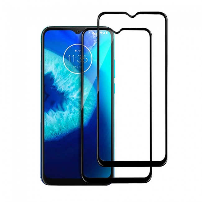 Motorola Moto G8 Power Lite Tempered 3D Glass 2-Pack Super Shieldz Margoun- Black Frame