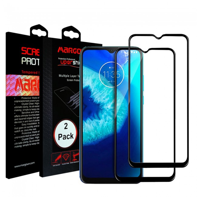 Motorola Moto G8 Power Lite Tempered 3D Glass 2-Pack Super Shieldz Margoun- Black Frame