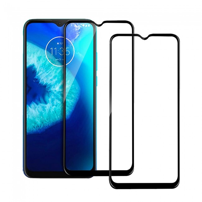 Motorola Moto G8 Power Lite Tempered 3D Glass 2-Pack Super Shieldz Margoun- Black Frame