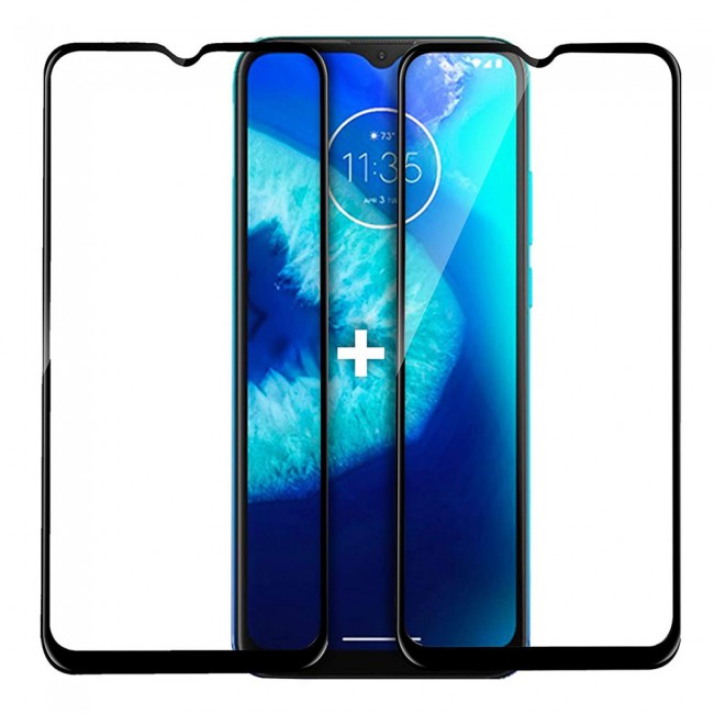 Motorola Moto E6s Tempered 3D Glass 2-Pack Super Shieldz Margoun- Black Frame